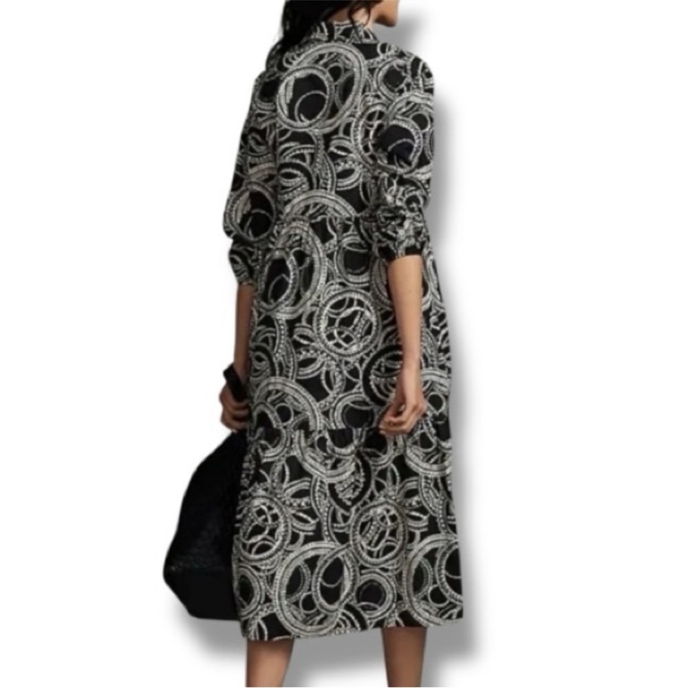 Anthropologie Maeve The Bettina Tiered Midi Dress Shirtdress Black Size S - Picture 2 of 7